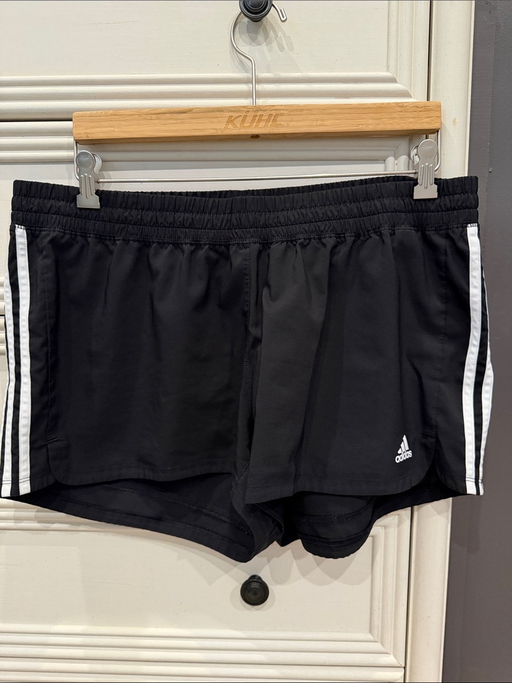 adidas Black Athletic Shorts with White Side Stripes